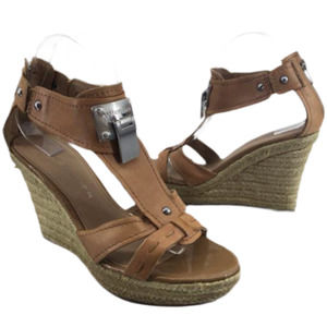 Marc Fisher Tan Espadrille Wedge Sandals